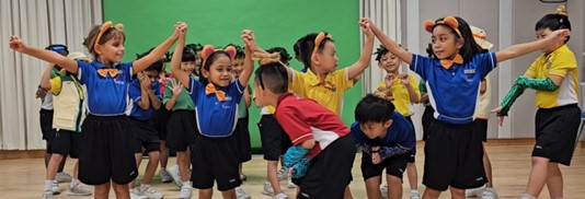 A P1 English language speech choir performance.